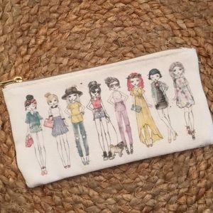 Watercolor girls canvas pouch